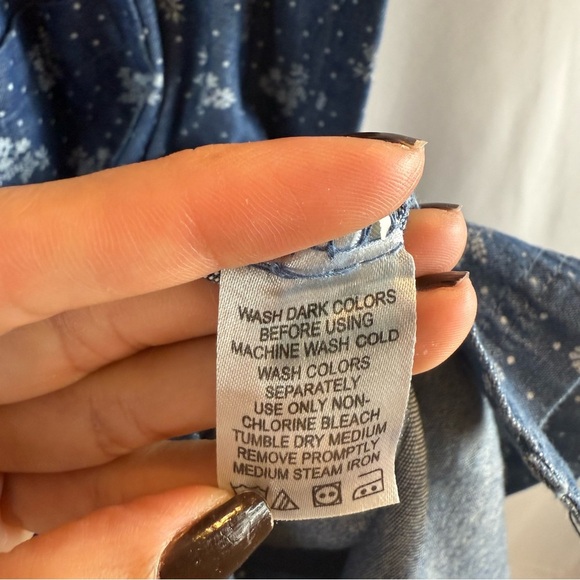 Woman Within Floral Short-Sleeve Denim Dress Size:16W Medium Stonewash Modest - Picture 10 of 13